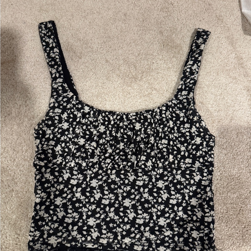 Altar'd State Black and White Floral Camisole
